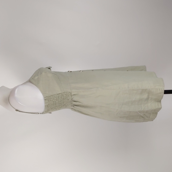 Piping Hot Women's Dress Size 10 Green A-Line Adjustable Straps Shirring Buttons - Picture 13 of 16